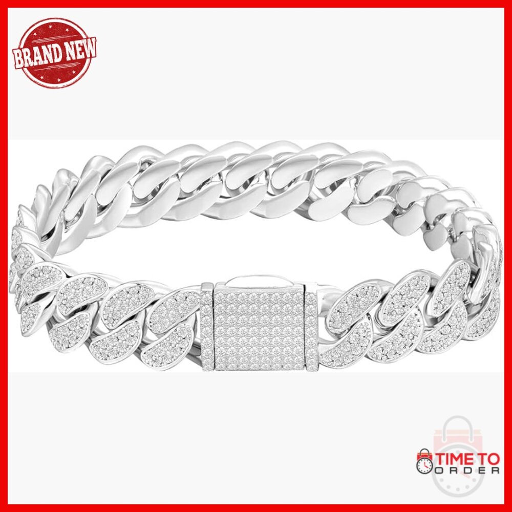 Men's 14k Gold Plated Cuban Link Bracelet 8 Inches 5A CZ Stones